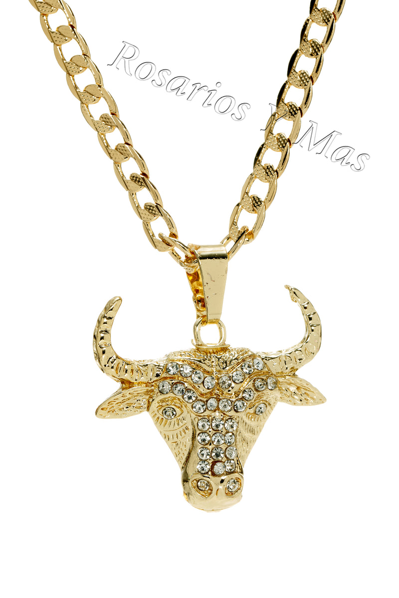ocupado Articulación arrepentirse 24K Gold Filled Bull Pendant with Necklace - Medalla de Toro Oro Lamin –  Rosarios Y Mas