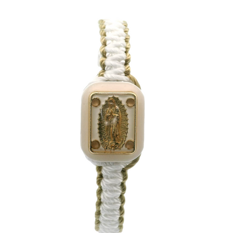 Our Lady of Guadalupe White and Gold Bracelet