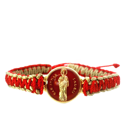 St Jude Red and Tan Bracelet