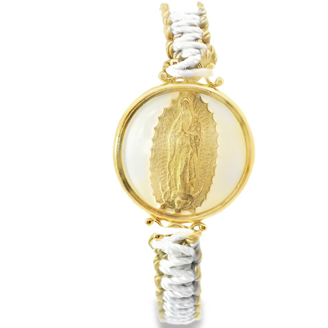 Our Lady of Guadalupe White and Gold Bracelet