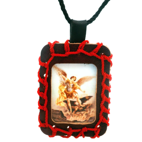 St Michael Leather Scapular Necklace