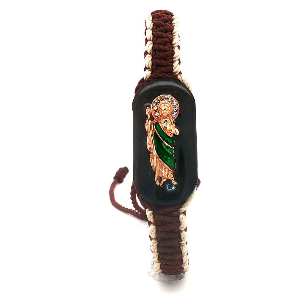 St Jude Brown Tan Reversible Bracelet – Rosarios Y Mas