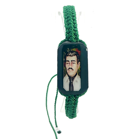 Jesus Malverde Green Rope Bracelet