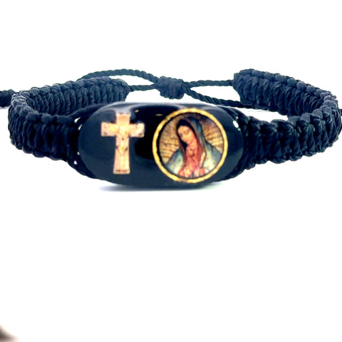 Our Lady of Guadalupe Cross Black Bracelet