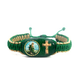 St Jude Cross Green and Tan Bracelet