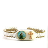 St Jude Cross White and Gold Bracelet