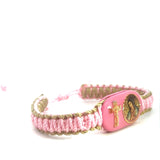 Our Lady of Guadalupe Cross Pink and Gold Bracelet