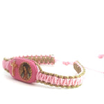 Our Lady of Guadalupe Cross Pink and Gold Bracelet