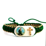 St Jude Cross Green Tan Bracelet