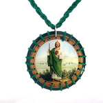 St Jude Green Plated Reversible Necklace