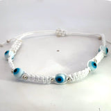 Evil Eye Protection White Bracelet (Sterling Silver 925)