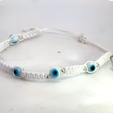 Evil Eye Protection White Bracelet (Sterling Silver 925)