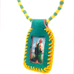 St Jude Green Yellow Leather Necklace