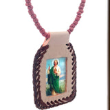 St Jude Brown Leather Necklace