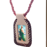 St Jude Brown Leather Necklace