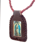 Our Lady of Guadalupe Brown Leather Necklace