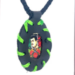 Jesus Malverde Black Leather Necklace