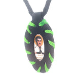 Jesus Malverde Black Leather Necklace