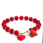 Heart Strawberry Red Bead Bracelet