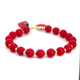 Heart Strawberry Red Bead Bracelet