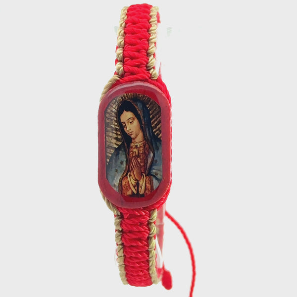 Our Lady of Guadalupe Red and Tan Bracelet