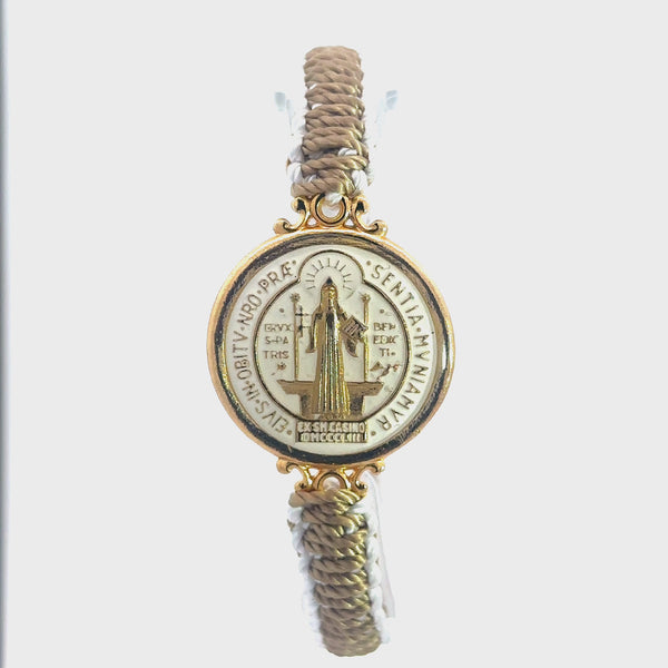 St Benedict White and Tan Bracelet