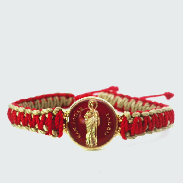 St Jude Red and Tan Bracelet