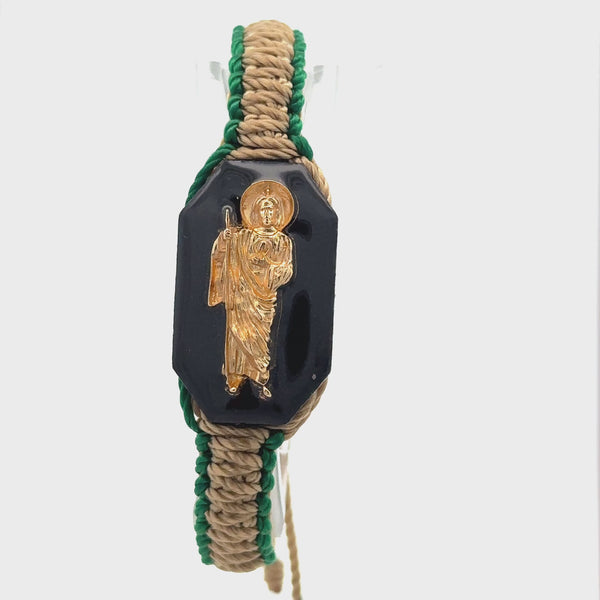 St Jude Green Tan Reversible Bracelet