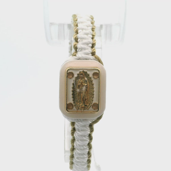 Our Lady of Guadalupe White and Gold Bracelet