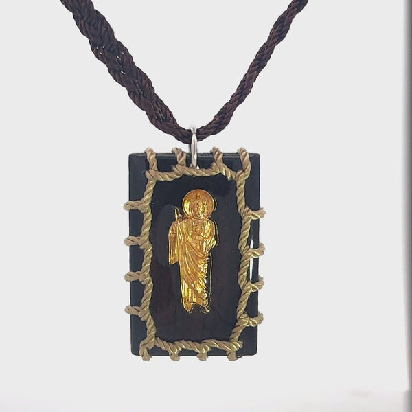 St Jude Brown Plated Reversible Necklace