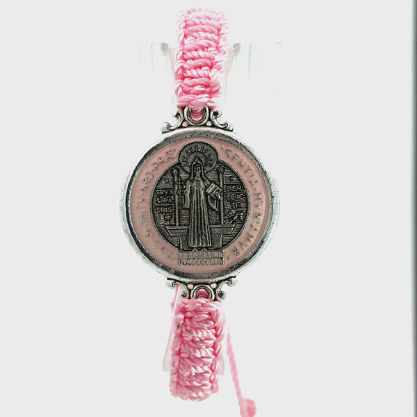 St Benedict Pink Knotted Rope Bracelet