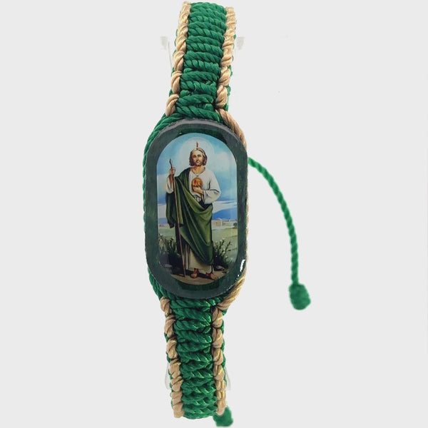 St Jude Green and Tan Bracelet