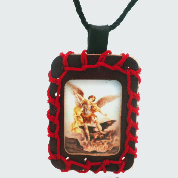 St Michael Leather Scapular Necklace