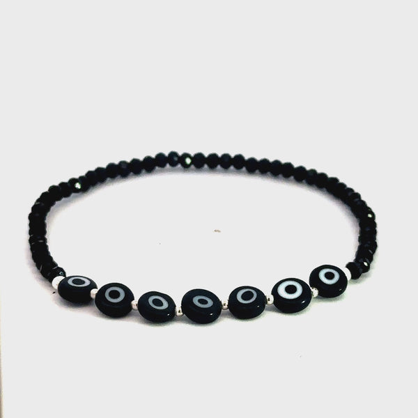 Evil Eye Protection Black Bracelet (Sterling Silver 925)