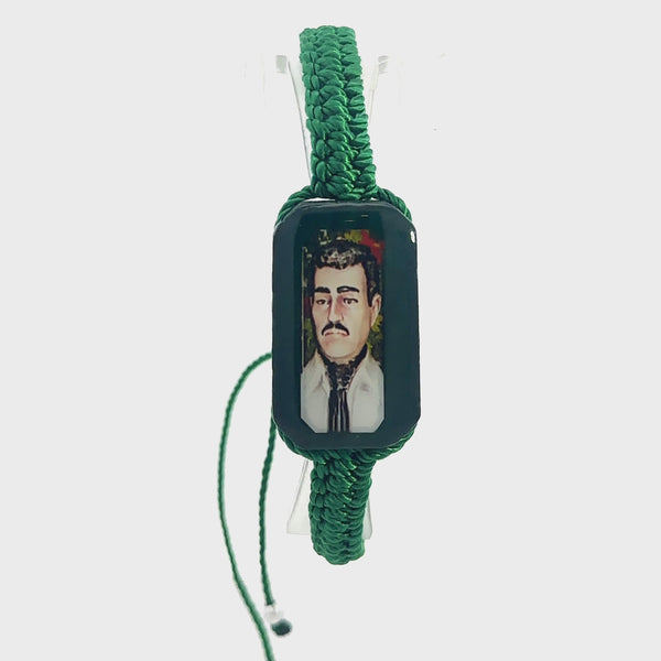 Jesus Malverde Green Rope Bracelet