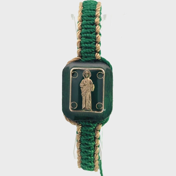 St Jude Green and Tan Bracelet