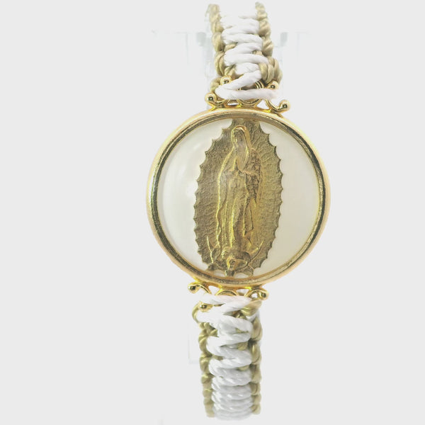 Our Lady of Guadalupe White and Gold Bracelet