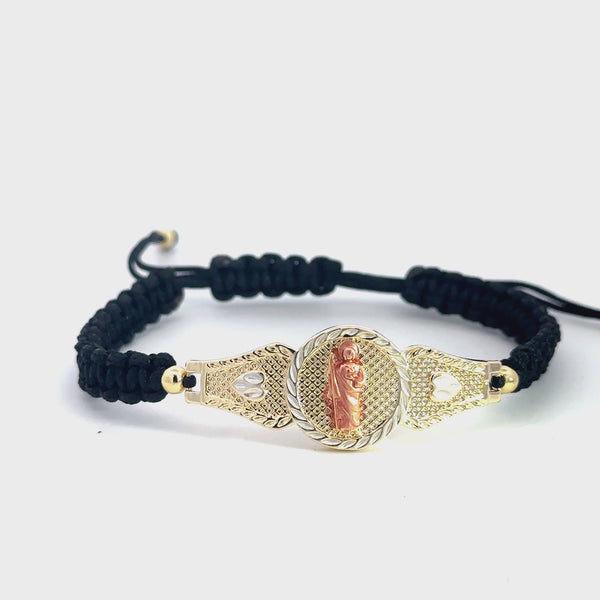 St Jude Black Rope Plated Bracelet