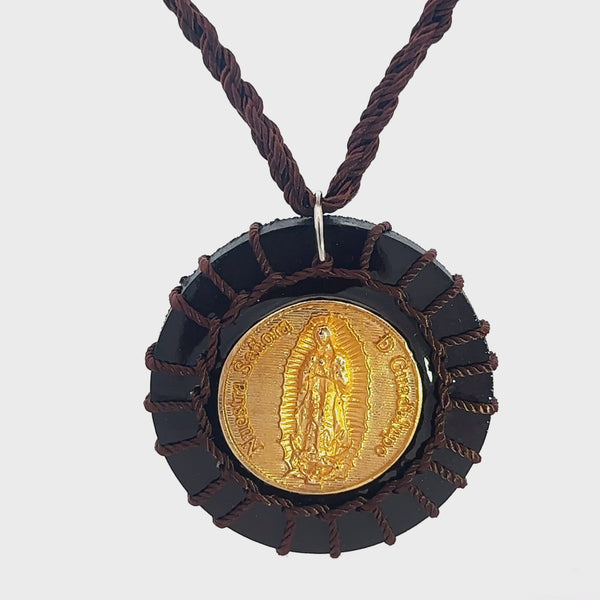 Our Lady of Guadalupe Brown Plated Reversible Necklace