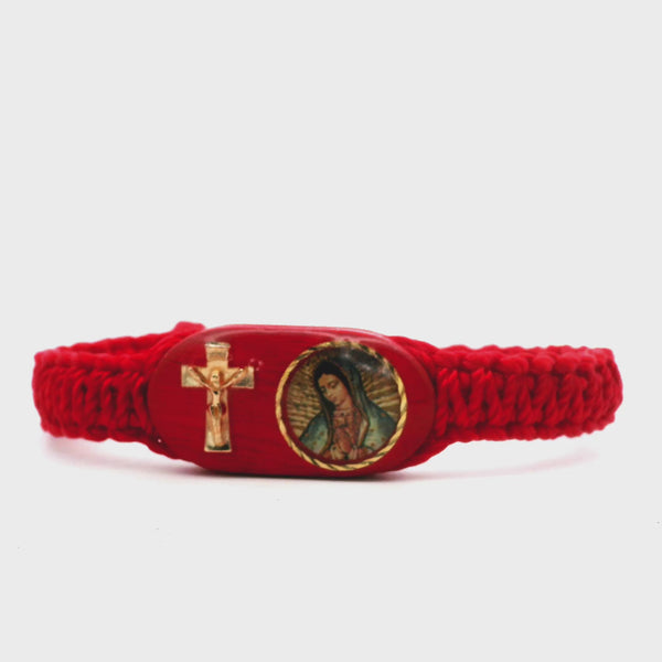 Our Lady of Guadalupe Cross Red Bracelet