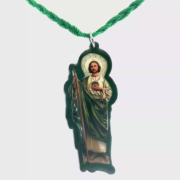 St Jude Wood Pendant Necklace
