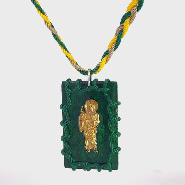 St Jude Green Plated Reversible Necklace