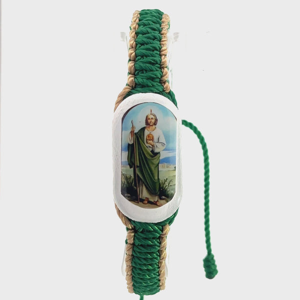 St Jude Green and Tan Bracelet
