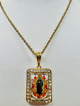 Our Lady of Guadalupe Pendant w/ Rope Necklace (24K Gold Filled)