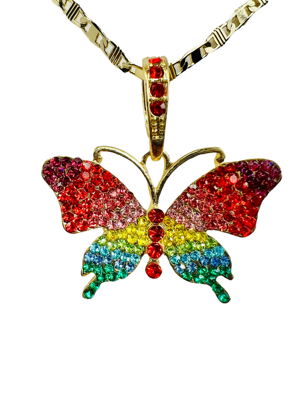 Multicolor Butterfly Necklace (24K Gold Filled)