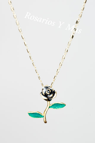 Black Rose Pendant with Necklace (24K Gold Filled)