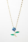 Blue Rose Pendant with Necklace (24K Gold Filled)