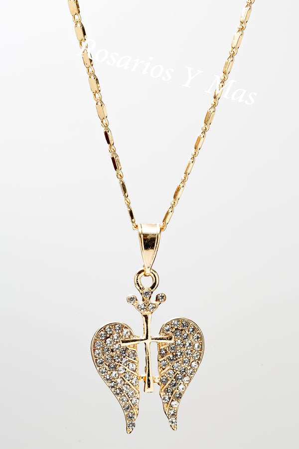 Cross Wings Pendant with Necklace (24K Gold Filled) - Cruz con Alas