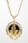 St Jude and Our Lady of Guadalupe Centenario with 26" Necklace (24K Gold Filled)
