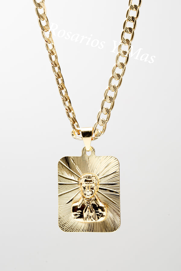 Jesus Malverde with 26" Necklace - Malverde con Cadena de 26" (24K Gold Filled)